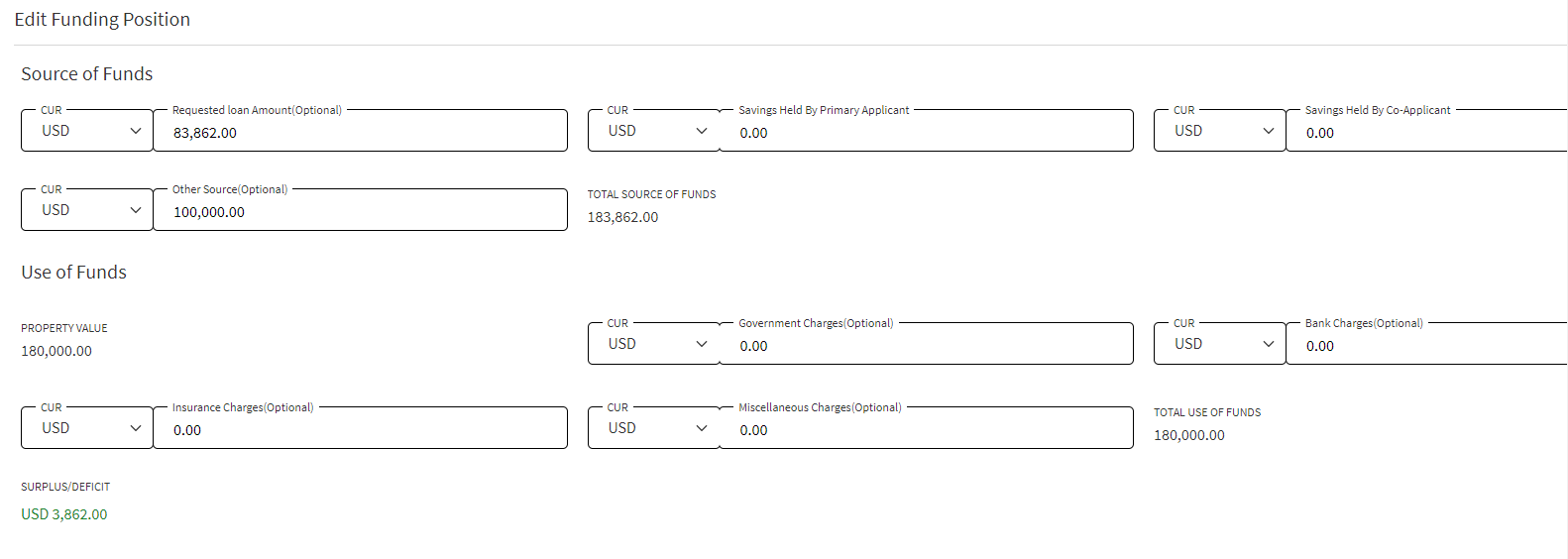 Edit Funding Position